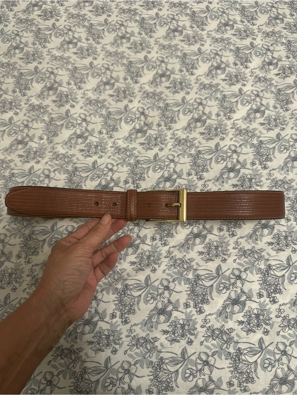 Martin Dingman Brown Leather Belt with Gold Buckle